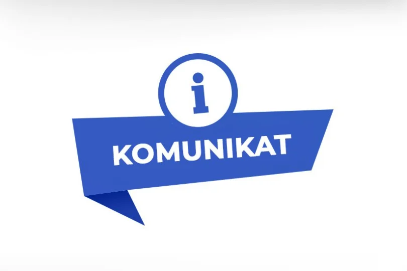 Napis komunikat na białym tle