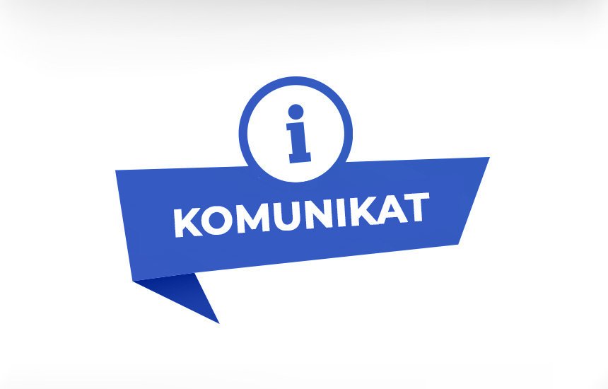 Napis komunikat na białym tle