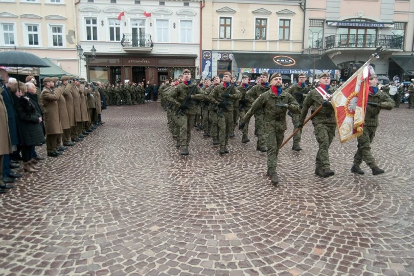 Uczestnicy przysięgi wojskowej terytorialsów