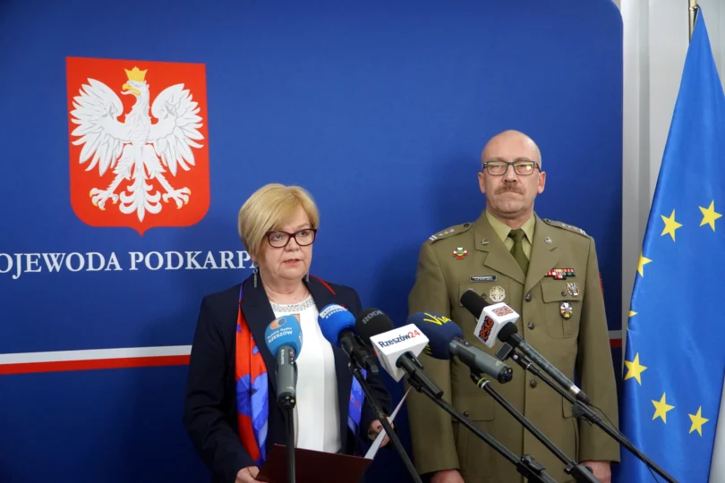 Wojewoda podkarpacki Teresa Kubas-Hul podczas konferencji prasowej