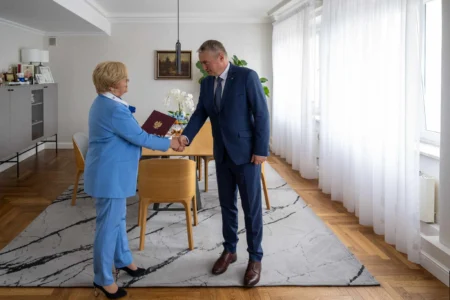 Wojewoda podkarpacki Teresa Kubas-Hul i II wicewojewoda podkarpacki Tomasz Lorenc