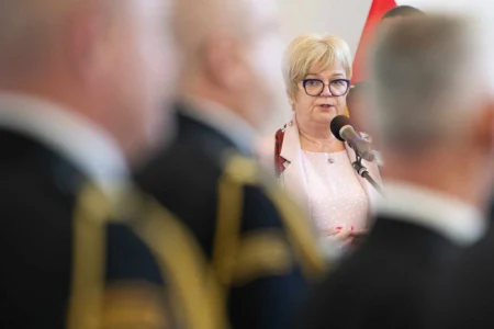 Uczestnicy uroczystości strażackich