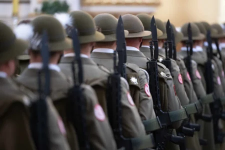 Uczestnicy Święta 21 Brygady strzelców Podhalańskich