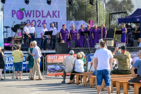 Uczestnicy imprezy plenerowej krzeszowskie "Powidlaki"