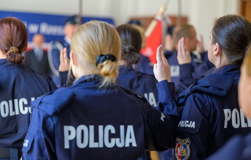 Uczestnicy uroczystego ślubowania policjantów