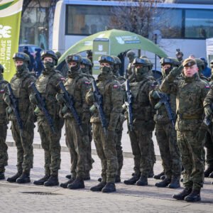 Uczestnicy przysięgi wojskowej terytorialsów