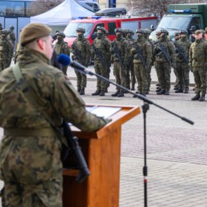 Uczestnicy przysięgi wojskowej terytorialsów