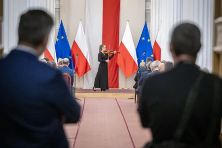 Uczestnicy koncertu z okazji objęcia przez Polskę prezydencji w Radzie UE