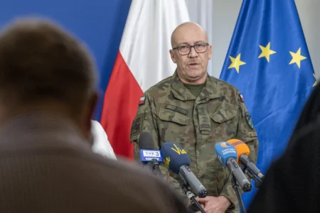 Konferencja prasowa dotycząca rozpoczynającej się kwalifikacji wojskowej.