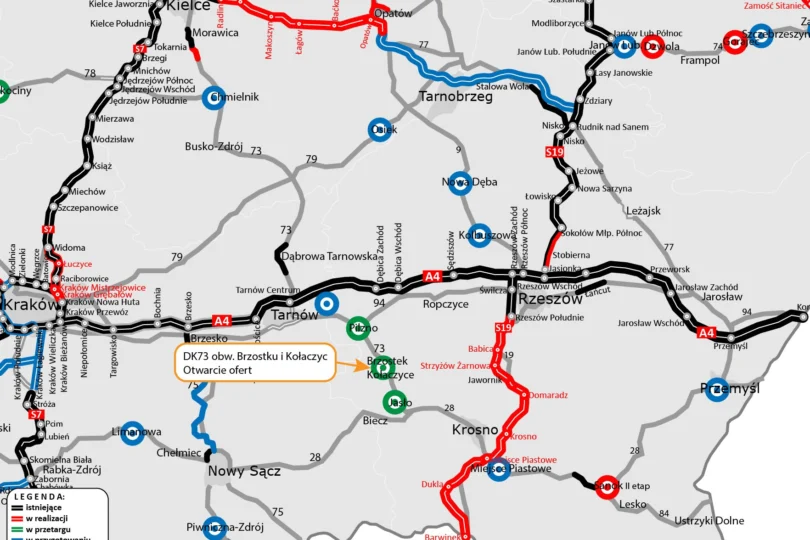 Przebieg planowanej drogi.