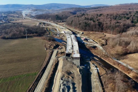 Widok z góry. Prace trwające na S19 Miejsce Piastowe – Dukla.