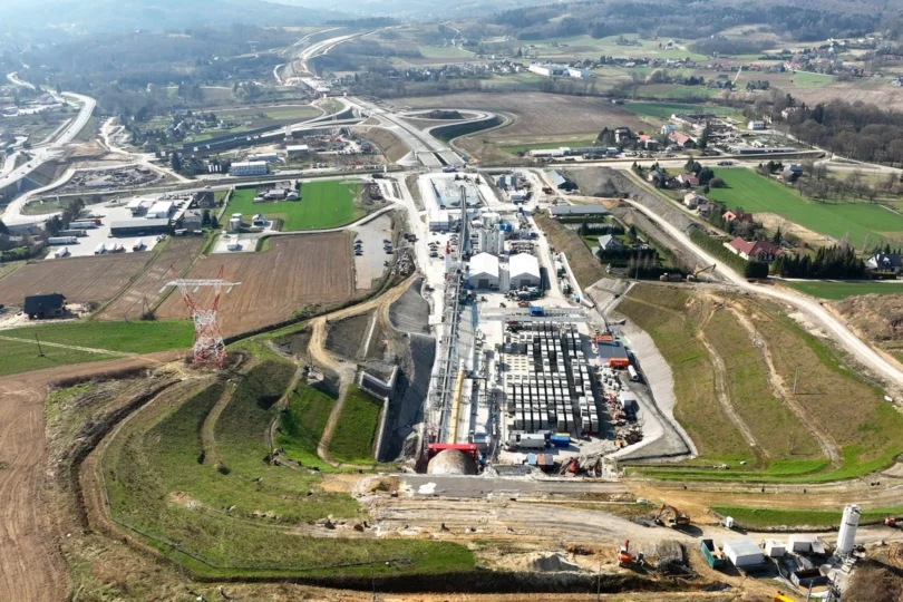 Widok z góry na prace budowlane prowadzone na S19 Rzeszów Południe – Babica.