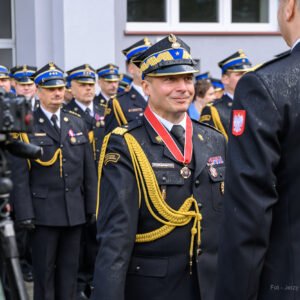 Zdjęcie przedstawia uczestników Wojewódzkich Obchodów Dnia Strażaka