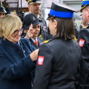 Zdjęcie przedstawia uczestników Wojewódzkich Obchodów Dnia Strażaka