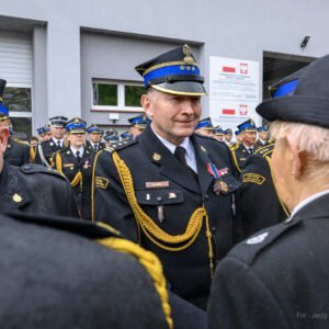 Zdjęcie przedstawia uczestników Wojewódzkich Obchodów Dnia Strażaka