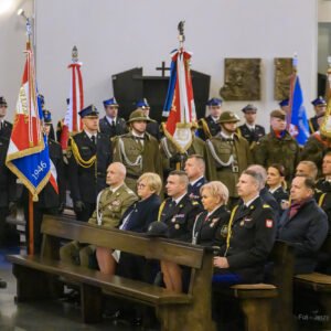 Zdjęcie przedstawia uczestników Wojewódzkich Obchodów Dnia Strażaka
