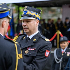 Zdjęcie przedstawia uczestników Wojewódzkich Obchodów Dnia Strażaka