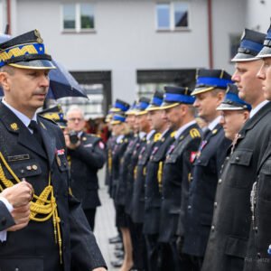 Zdjęcie przedstawia uczestników Wojewódzkich Obchodów Dnia Strażaka