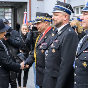 Zdjęcie przedstawia uczestników Wojewódzkich Obchodów Dnia Strażaka