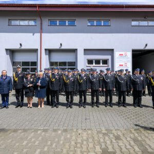 Zdjęcie przedstawia uczestników Wojewódzkich Obchodów Dnia Strażaka