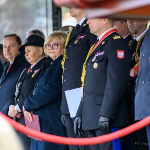 Zdjęcie przedstawia uczestników Wojewódzkich Obchodów Dnia Strażaka