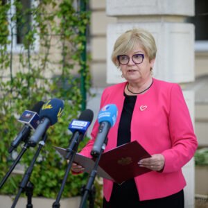Wojewoda podkarpacki Teresa Kubas-Hul podczas konferencji prasowej