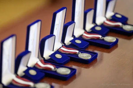 Zdjęcie przedstawia odznaki honorowe