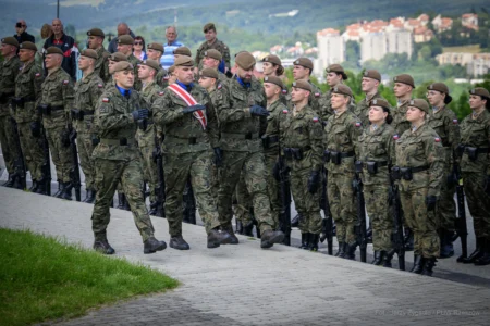 Uczestnicy przysięgi wojskowej 20 Przemyskiej Brygady Obrony Terytorialnej