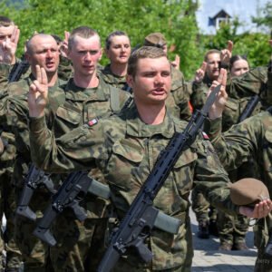 Uczestnicy przysięgi wojskowej 20 Przemyskiej Brygady Obrony Terytorialnej
