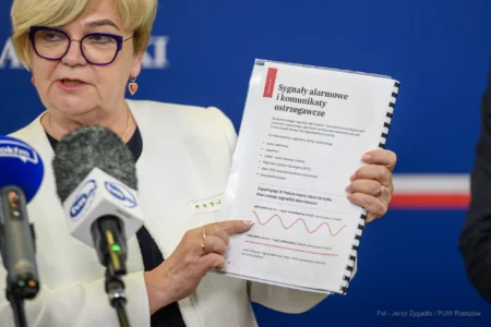 Zdjęcie przedstawia uczestników konferencji prasowej w urzędzie wojewódzkim