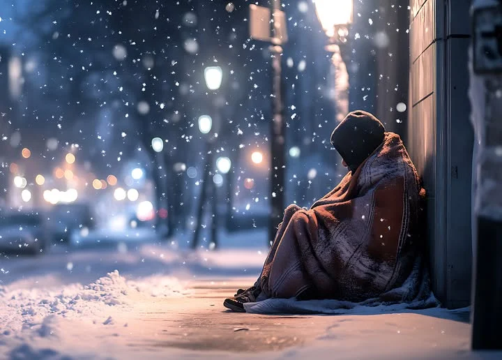 Zdjęcie przedstawia osobę bezdomną