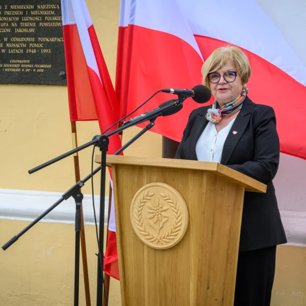Zdjęcie przedstawia uczestników obchodów obchodów patriotycznych