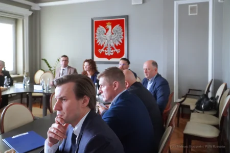 Zdjęcie przedstawia uczestników spotkania w Podkarpackim Urzędzie Wojewódzkim w Rzeszowie